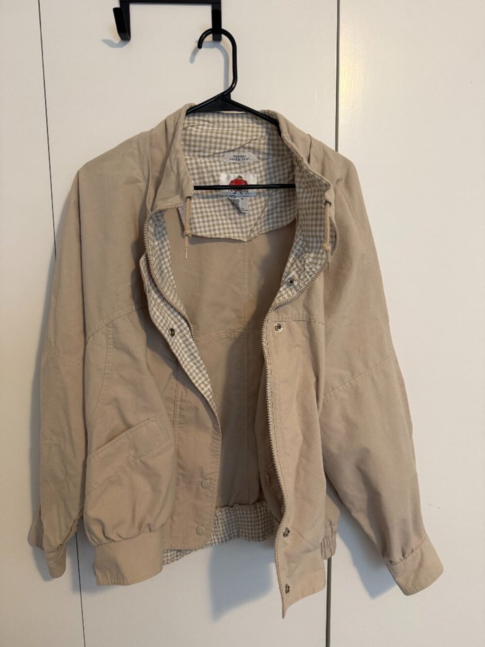 Vintage Flashers Tan Harrington Bomber Jacket Plaid Lined - Medium